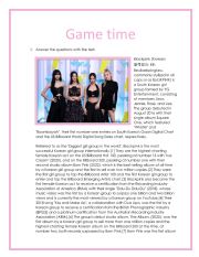 English Worksheet: Game time with BlackPink