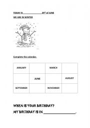 English Worksheet: Calendar