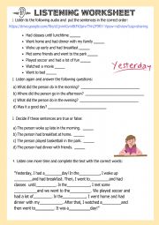 Listening worksheet - past imple