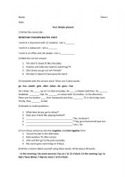 English Worksheet: presentsimple test