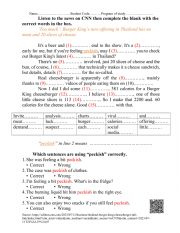 English Worksheet: Burger Kings new offering in Thailand