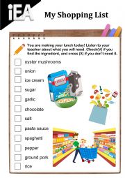 English Worksheet: ESL Shopping LIst