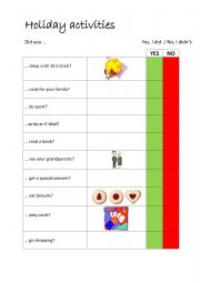 English Worksheet: questions holiday activities