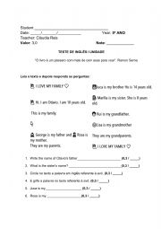 English Worksheet: 5TH GRADE EXAM