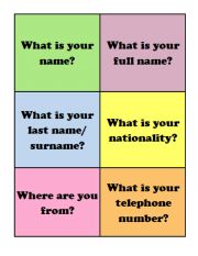 English Worksheet: Personal Information questions