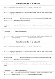 English Worksheet: CE BRAM STOKER