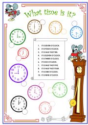 English Worksheet: telling the time 