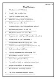 English Worksheet: modal verbs