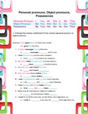 Personal pronouns and possessive adjectives