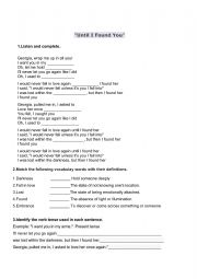 English worksheet: UNTIL I FOUND YOU