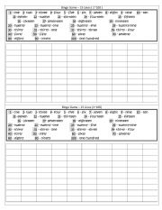 English Worksheet: Practice Numbers 1-100 by Bingo