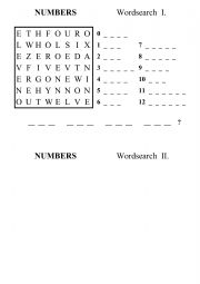 English Worksheet: wordsearch numbers