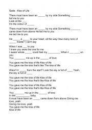 English Worksheet: Sade - Kiss of Life missing lyrics