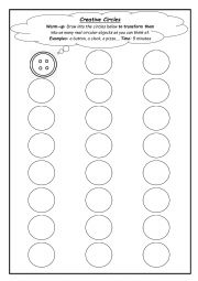 English Worksheet: Creative Drawing into Shapes_Warm-ups