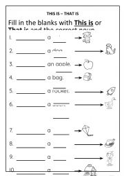 English Worksheet: This is - That is