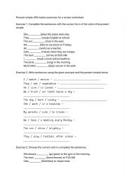 English Worksheet: Present Simple Affirmative Review 