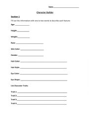 English Worksheet: Character Builder Worksheet