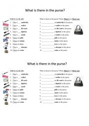 English Worksheet: What is there in the purse?