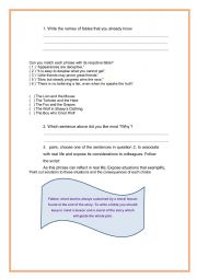 English Worksheet: Fables