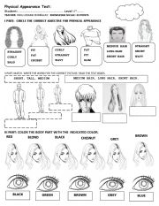 English Worksheet: PHYSICAL APPEARANCE TEST 