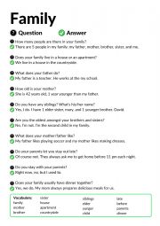 English Worksheet: Family
