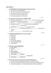 Vocabulary and comprehension test