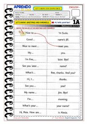 English Worksheet: Greetings and farewells.