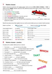 English Worksheet: relative clauses