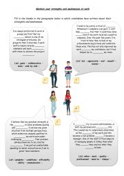 English Worksheet: Strenghts and weaknesses at work 