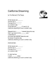 California Dreaming Song Gap Fill