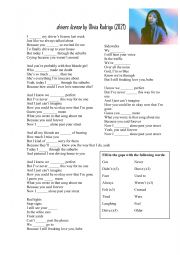 English Worksheet: Driver�s license- Olivia Rodrigo
