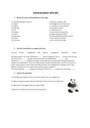 English Worksheet: endangered species