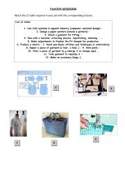 English Worksheet: Fashion designing - Techinal tasks 