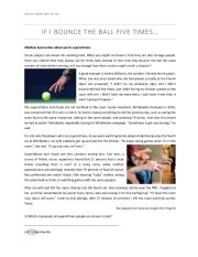 English Worksheet: IF I BOUNCE THE BALL FIVE TIMES - adverbs
