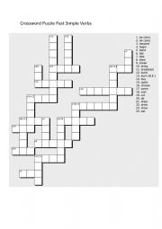 Crossword Puzzle Past Simple Verbs