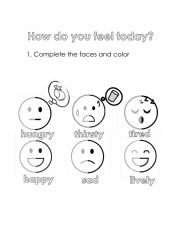 English Worksheet: Emotions for coloring