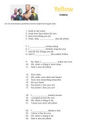English Worksheet: Yellow (Coldplay)
