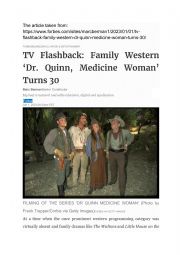 English Worksheet: TV Flashback: Family Western Dr. Quinn, Medicine Woman Turns 30