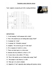 English Worksheet: Crosswords : detective stories 