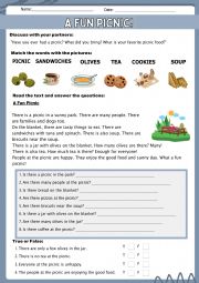 English Worksheet: A fun picnic!
