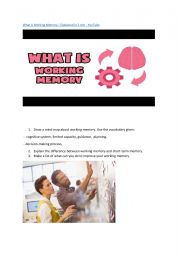 English Worksheet: What is Working Memory