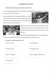 English Worksheet: Lionel Messis Routine