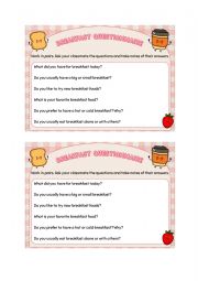 English Worksheet: Breakfast questionnaire - Speaking practice