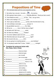 English Worksheet: Prepositions of time and indicatives