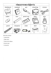 English Worksheet: School objects and colours
