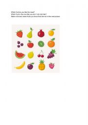English Worksheet: fruits