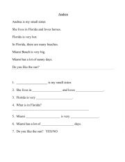English Worksheet: Andrea Reading Comprehension ESL 4th Grade Click 3 Unit 1
