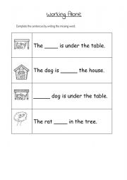 English Worksheet: Prepositions: Complete the sentences