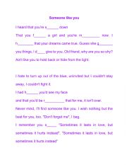 English Worksheet: Adele someone like you listening past simple
