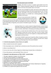 English Worksheet: The most popular game in the world (soccer)